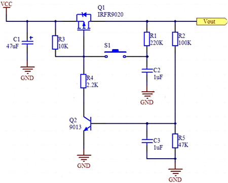 單按鍵開關(guān)機電路