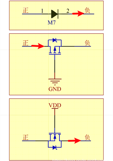 MOS管體二極管 防反接 電路