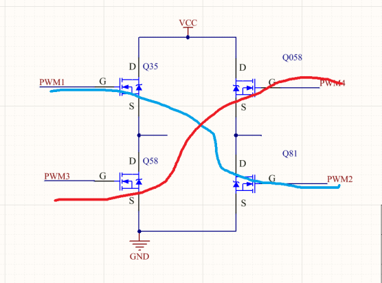 4個(gè)NMOS組成的全橋驅(qū)動(dòng)電路